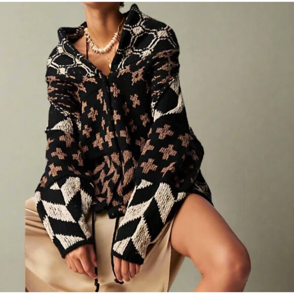 Free People Bright Optimistic Cardigan Brown Oversized Sweater - Picture 1 of 16